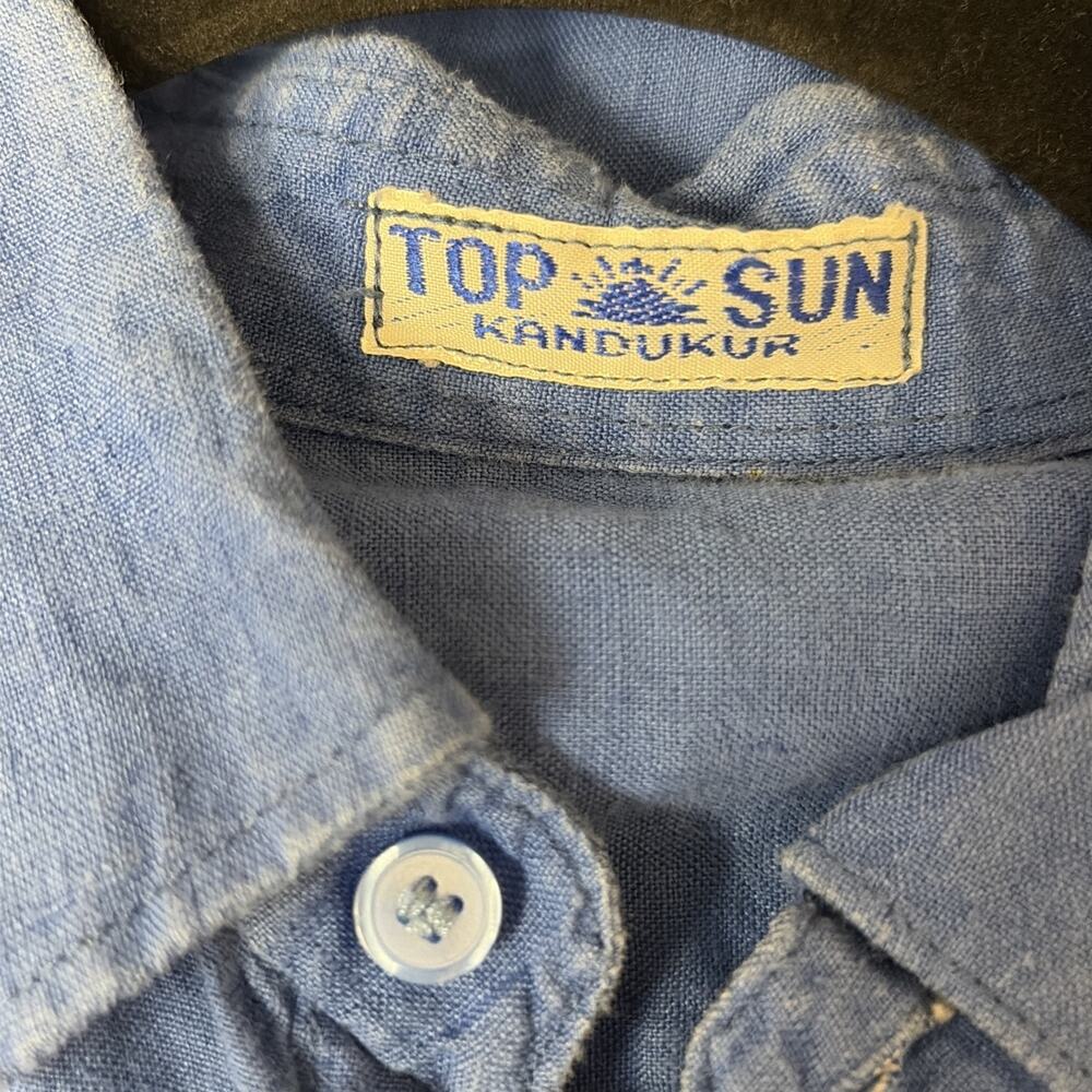 Vintage Top Sun Kandukur Blue Art To Wear Button Down Top Womens Small Medium - Picture 6 of 7